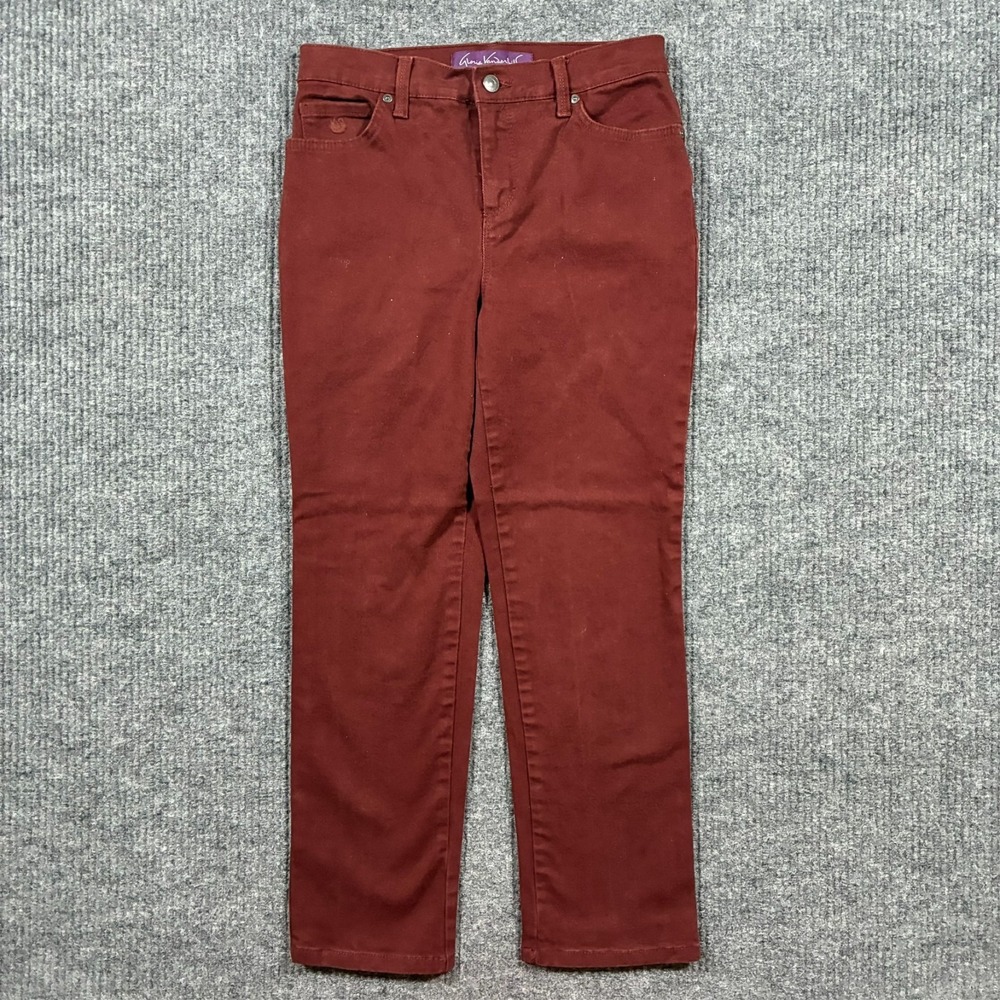 Gloria Vanderbilt Amanda Womens Jeans Size 4P Short Red Straight Leg‎ Mid Rise